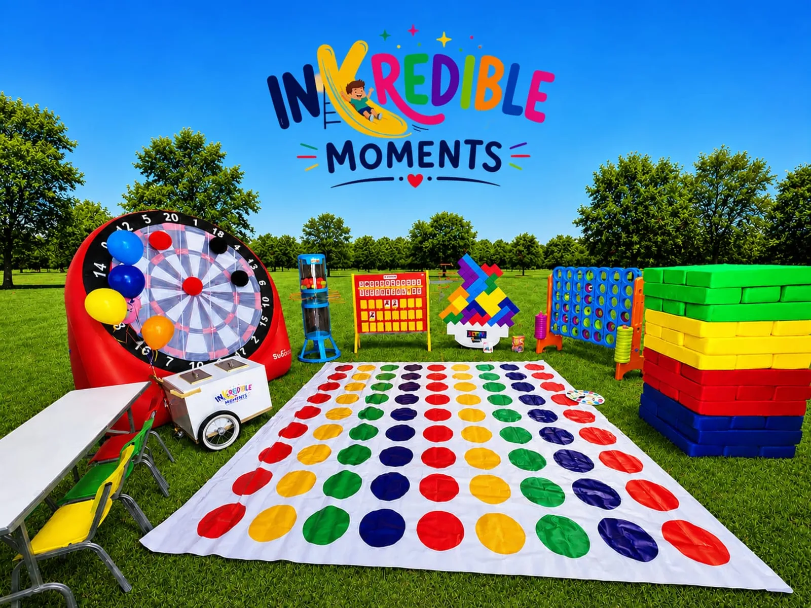 Montaje completo de juegos gigantes en jardín
